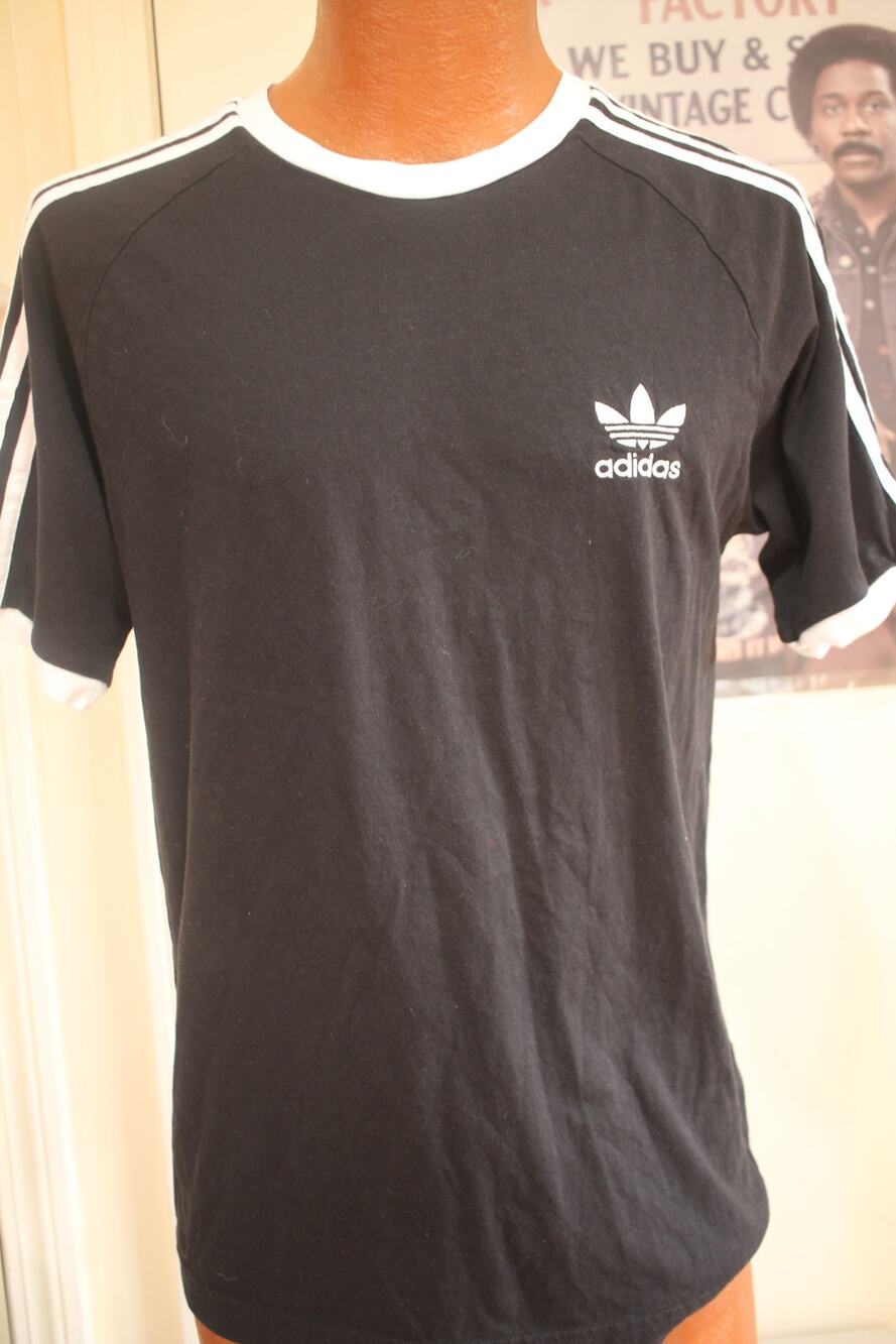 Adidas Originals 3 Stripes Ringer T Shirt Mens XL Black White Trefoil